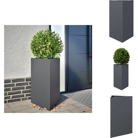 Jardinière anthracite triangulaire 50x43x75 cm acier - Jardinière - Jardinières - Jardinière D'extérieur - Jardinière De Patio (1/5)