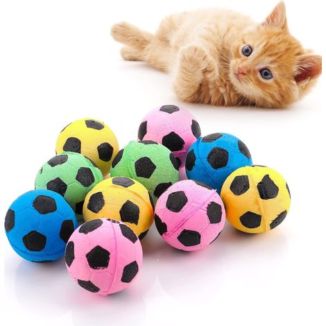 Balle Pour Chat - Éponge Non Toxique - 4 cm - Sans Clochette - Jouet Interactif Pour Chat Intérieur - Lot De 10 (1/5)