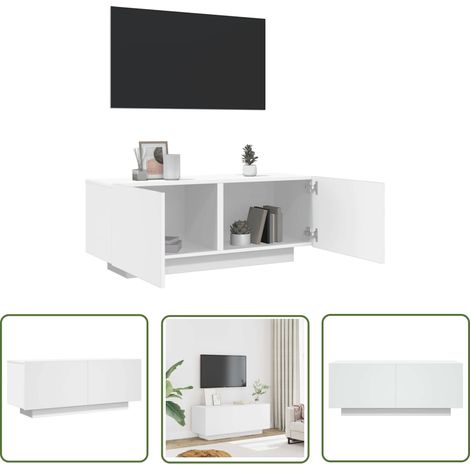 The Living Store TV-Schrank Weiß 100x35x40 cm Holzwerkstoff - TV-Schrank - Holzwerkstoff Möbel - Weißer TV-Stand - Wohnzimmermöbel - Medienregal (1/5)