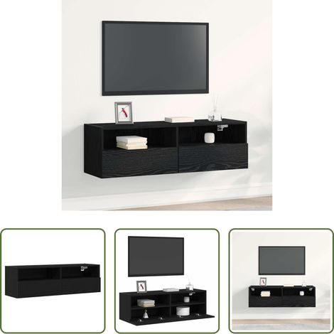 vidaXL Wohnzimmerregal - TV-Wandschrank Schwarz Eichen-Optik 100 x 30 x 30 cm (1/5)