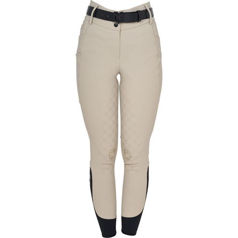 40, Blu navy: Pantaloni equitazione donna slim fit a vita alta in tessuto tecnico bielastico e traspirante grip al ginocchio (1/5)