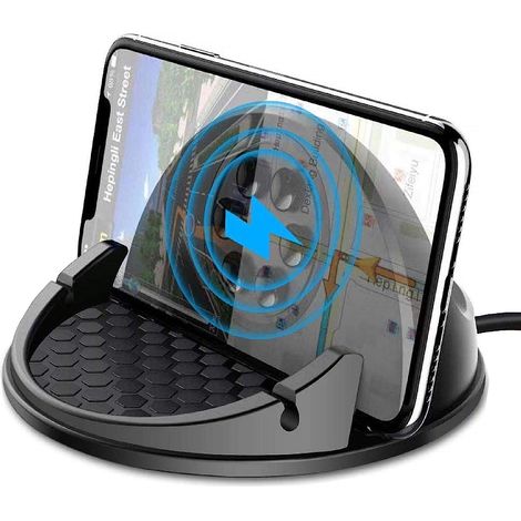 Chargeur de voiture sans fil rapide 10 W avec support de téléphone à induction et entrée USB QC 2.0/QC 3.0 (1/5)