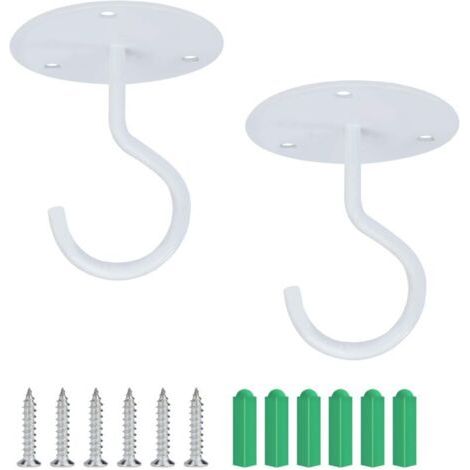 YMYNY Ceiling Hooks, Screw Mounted, Top Wall Hooks for Hanging Lights, Garden Plant Baskets, Planters, Bird Houses, Lanterns, Wind Chimes, Mosquito Nets (2 Pack) (1/5)