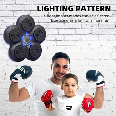 SAC DE FRAPPE MUSICAL-Machine de Boxe Musicale -Bluetooth, LED - Entraînement de Boxe Interactif à Accrocher,Gants en Coton (1/5)