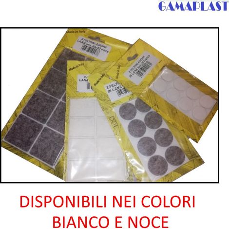 FELTRINI ADESIVI IN BLISTER DA 8 PEZZI COLORE NOCE E BIANCO  QUADRO 40 mm x 40 mm - COLORE NOCE