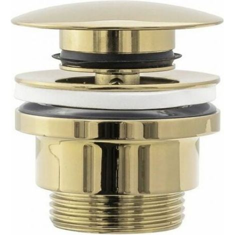 Bouchon De Lavabo - En Cuivre Sans Plomb - Adaptatif Avec Et Sans Trous D'Évacuation - Diamètre 45 Mm - Or (1/5)