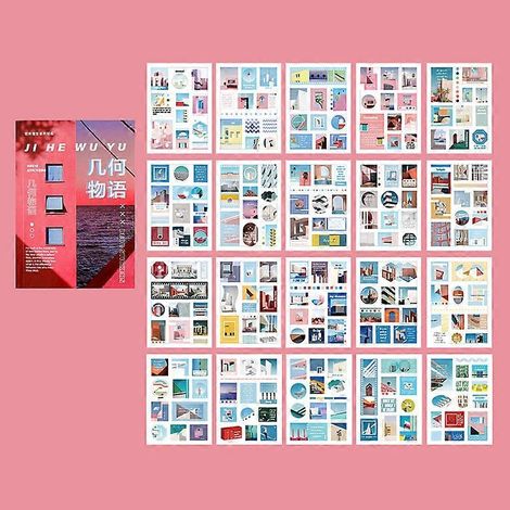 Lot de 20 autocollants de fond créatifs pour la décoration de livres, carnets, albums photo et scrapbooking.