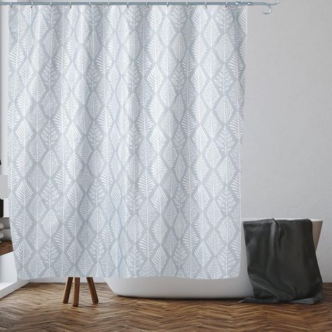 APEX Rideau de douche à motif feuilles grises, anti-moisissures et résistant à la rouille  Tissu déperlant  100 % polyester (1/5)