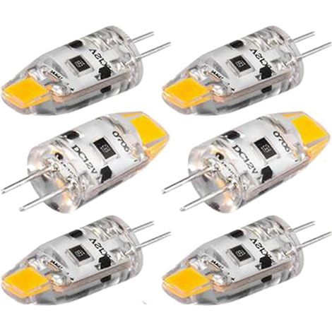 Lot de 6 ampoules LED G4 12 V CC à intensité variable, lampe LED COB G4 1,5 W, faisceau à 360°, remplace les ampoules halogènes de 15 W (blanc chaud) (1/5)
