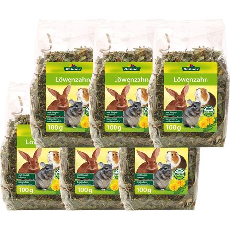 Dehner Spuntino per roditori, 100% Naturale, per Conigli/roditori, Dente di Leone con calendule, 6 x 100 g (600 g) (1/3)