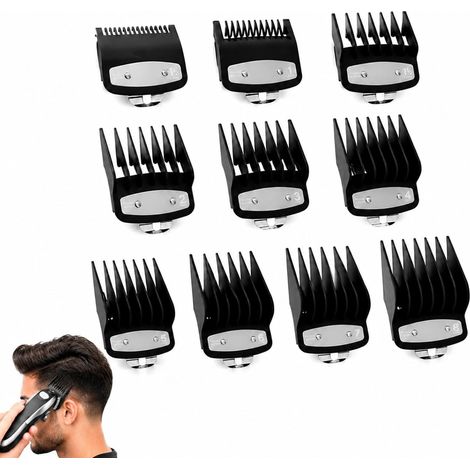 10 Pièces Peignes de guidage de tondeuse à cheveux,Tondeuse à Cheveux Limite Peignes pour Sabot Cheveux,Guide ensemble peigne Compatible,Accessoires tondeuse à cheveux,Hair clipper guard (1/5)