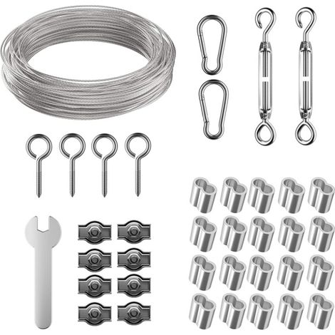 30M Kit de Câble Métallique,Câble en Acier Inoxydable Kit de Câbles en Acier Inoxydable,Câble Métallique Fixation,Câble Métallique en Acier Inoxydable,Câble Métallique - 18