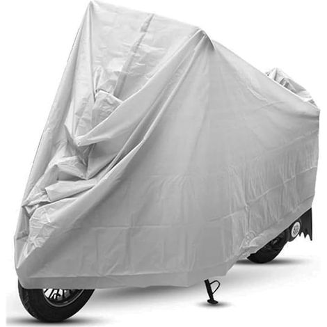 Housse de protection extérieure pour moto, vélo et scooter électrique (240 x 140 cm), imperméable et universelle, protection UV et pluie, gris argenté. (1/5)