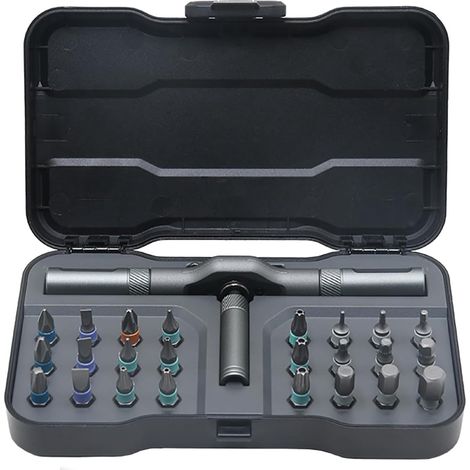 Set di cacciaviti a cricchetto magnetico 24 in 1, mini set di attrezzi multifunzionali fai-da-te con impugnatura a T, utensili manuali portatili per la casa, elettronica, bicicletta. (1/4)
