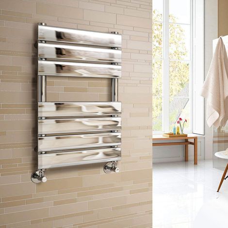 WarmeHaus Heated Towel Rail Radiator For Bathroom Ladder Flat Panel Chrome 650x500mm