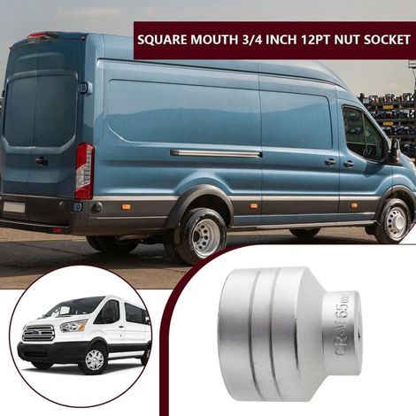 1 pièce 12 pans carré 3/4 pouce Douille standard métrique pour écrou de moyeu unique compatible avec Ford Transit Sliver (Diamètre 65 mm)