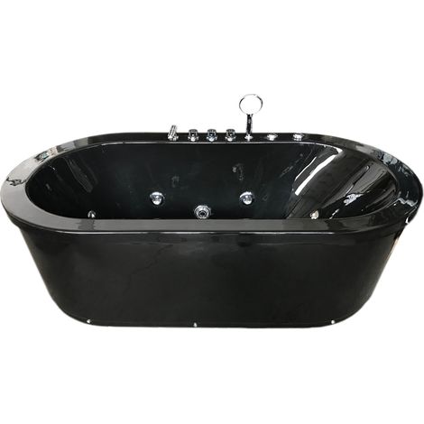 Baignoire ilôt ovale hydromassage noir 10 jets – Berry (1/5)