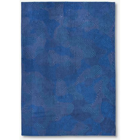CORAL DESIGN - TAPPETO STRUTTURATO DA MEDITAZIONE - Prodotto in Belgio - Tessuto piatto jacquard meccanico - Rifinito a mano - Antiscivolo naturale - 100% poliestere - Laguna blu - Rotondo 240 CM