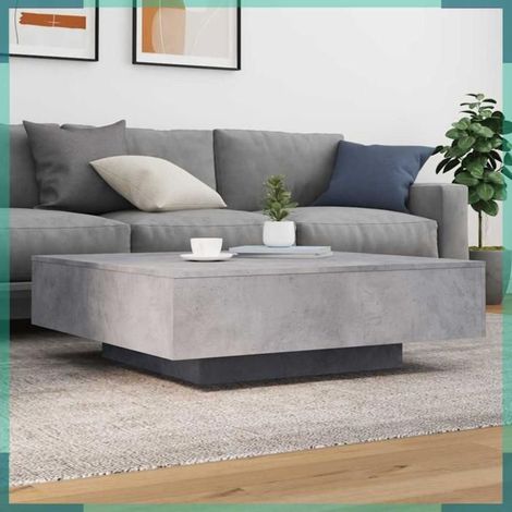836598 Table basse gris béton 100x100x31 cm bois d'ingénierie (1/5)
