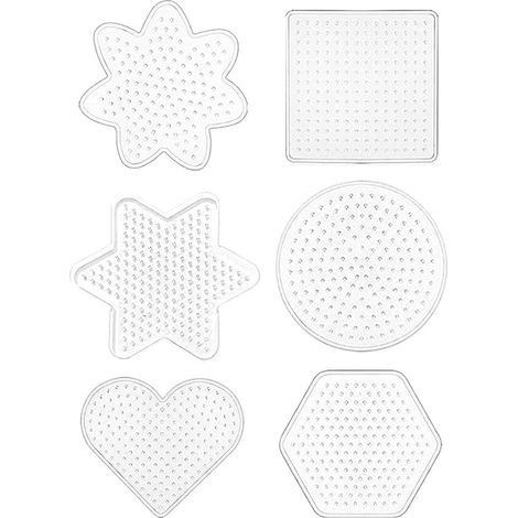 Planche À Repasser Pour Perles À Repasser - Ronde Étoilée Carrée Hexagonale En Forme De Cœur Et De Fleur - 8 Pièces (1/5)