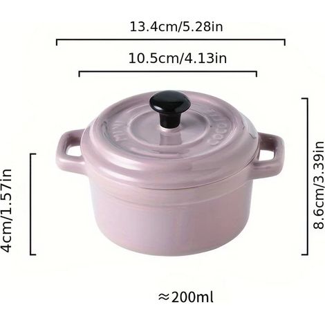Bol en céramique (violet) avec couvercle, petit bol à double anse, 200 ml (1/4)
