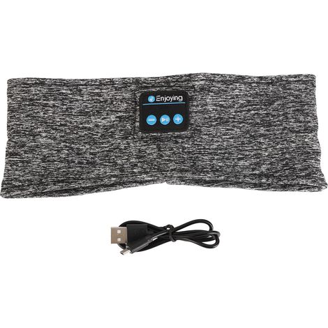 Bandeau Sport Musical Bluetooth USB Portable pour Dormir, Course à Pied, Méditation, Voyage - Gris Chiné (1/5)