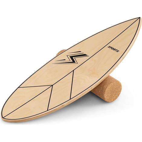COSTWAY Tavola di Equilibrio in Legno con Rullo in Sughero Stabilizzato,Legno Multistrato,77 CM (1/5)