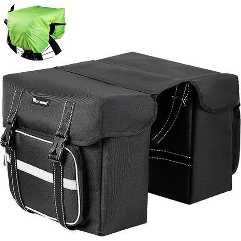 Doppelte Fahrradtasche, großes Fassungsvermögen, Nylon, schwarz (1/5)