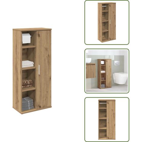 Almacenamiento de baño - vidaXL Mueble de baño con portarrollos roble artisan 39x22x90 cm - Mueble de baño roble