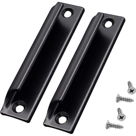Sollbry Poignée en alliage d'aluminium 2 pièces Poignée de porte coulissante Poignée de porte de balcon Poignée de tiroir d'armoire Pour fenêtres, quincaillerie de meubles avec vis(le noir) (1/5)