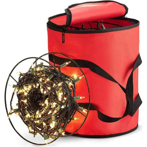 Porta luci natalizie - Organizzatore di luci natalizie, contenitori robusti con cerniera per decorazioni elettriche (1/5)