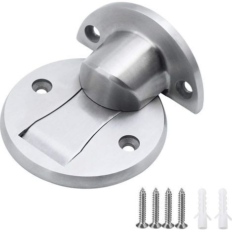 Fermaporta magnetico in acciaio inox, con vite e ventosa, adatto per porte scorrevoli e fisse in case, uffici, bagni e cucine - Argento. (1/5)