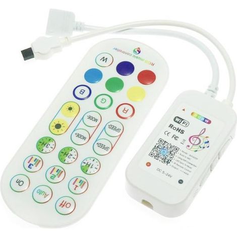 IluminaShop - Controlador WIFI para Tiras LED 12/24V LED RGB+W Musical con Control Remoto y App