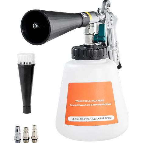 Pistolet de nettoyage haute pression 6-9,2 bars, avec 2 buses et bidon 1L, pour souffler saletés et poussières. Compatible compresseur 1/4 NPT. (1/5)