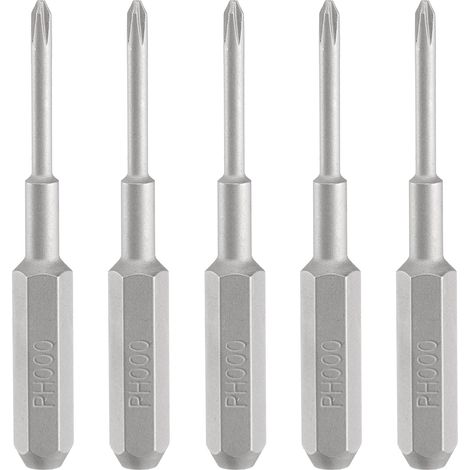 5pcs PH000 Embout de Tournevis Cruciforme 5/32" Tige Hexagonale 35mm/1.38" Longueur Magnétique Tête Cruciforme Acier S2 Embout de Tournevis (1/5)