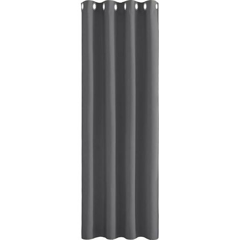 Rideaux opaques courts - 1 pièce rideaux occultants rideaux gris à oeillets rideaux salon rideaux isolants protection contre le froid rideaux opaques H 158 x L 132 cm (1/5)