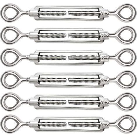 6-teiliges M5-Kabelspannschloss-Set, verstellbare Kabelspannschlossöse und -auge aus Edelstahl 304 für Drahtspanner, Stahlseil, Seilhaken, Spannerzubehör (1/4)