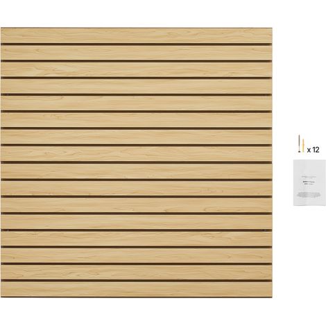 Mophorn Paneles de listones de pared, listones de pared de MDF para garaje de 4 x 4 pies, diseño modular, panel ajustable fácil de instalar con estructura de acoplamiento y corte para bricolaje (1/5)