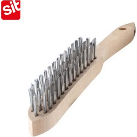 SPAZZOLA SIT A MANO PUNZONATA IN ACCIAIO CON MANICO LEGNO (1/2)