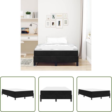 vidaXL Confort de sommeil - Lit à ressorts avec matelas Noir 120 x 190 cm tissu (1/5)