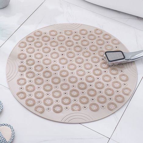 Tapis de bain massant, tapis de bain rond à surface texturée, tapis de douche antidérapant en PVC avec trou d'évacuation, diamètre : 55 cm (1/5)