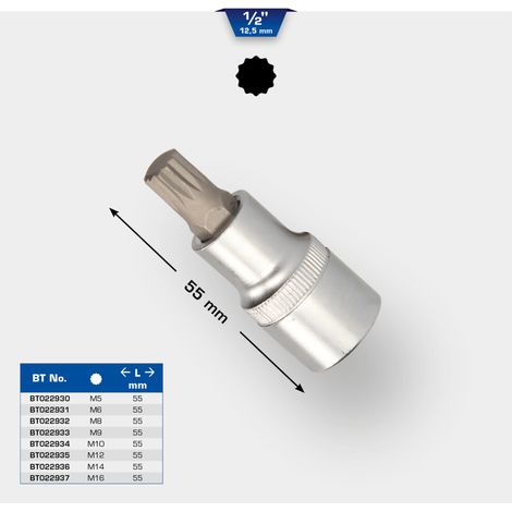 Brilliant Tools BT022933 1/2'' Bit-Schraubendreher-Einsatz, XZN, 55mm, M9 (1/5)
