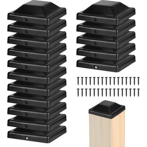 Chapeau Poteau Bois 9x9, Lot de 16 Capuchons de Poteau, Capuchons en Plastique, Capuchons de Poteaux de Clôture avec Vis, pour Protéger Les Poteaux en Bois (1/5)
