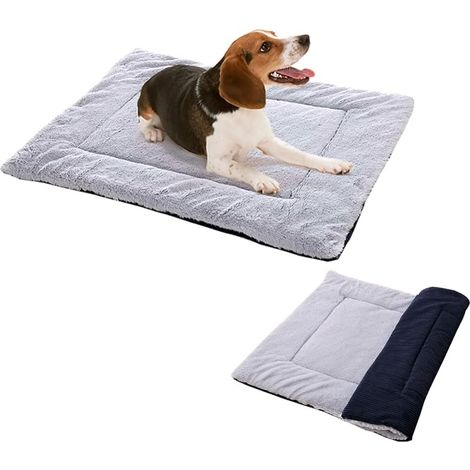 Matelas pour Chien Matelas pour Animaux De Compagnie Couverture De Chien Réversible Doux Coussin Lavable Chat Chien Tapis Facile à Transporter Extérieur (Wick Dark Blue)