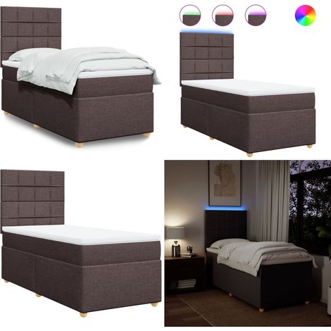 vidaXL Boxspringbett mit Matratze Dunkelbraun 90x200 cm Stoff (1/5)