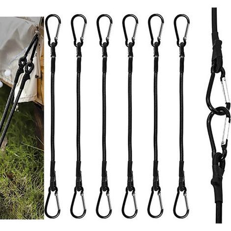 Pcs Heavy Duty Bungee Cords, 60CM Bungee Cords with Hooks for Camping, Tarpaulins, Tents, Luggage (1/5)