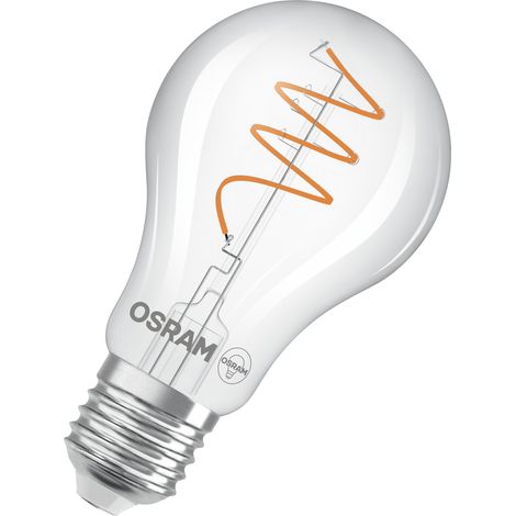 OSRAM Vintage 1906 Classic est une blanc chaud avec un filament en spiraen forme d'ampouclassique. Il propose 3,4 W pour 470 lm,E27, verre transparent, diamètre 60 mm, 2700 K.