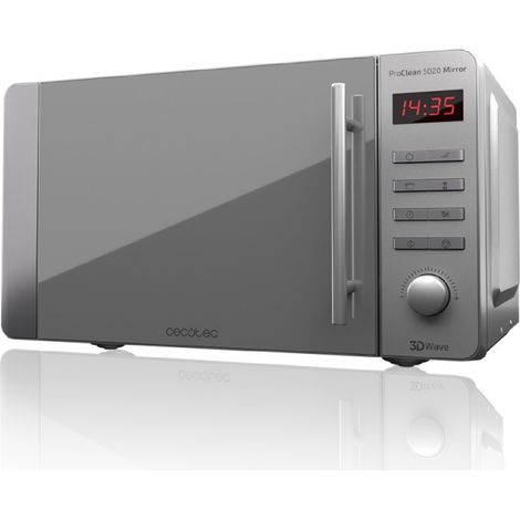 Cecotec Forno a Microonde ProClean 5020, 700 W, 20 L, rivestimento Ready2Clean, tecnologia 3DWave, design effetto specchio, manico in acciaio inossidabile, 8 programmi, specchio inossidabile (1/10)