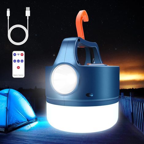 Linterna LED recargable por USB o energía solar, lámpara de camping de 2400 mAh, 5 modos, resistente al agua, portátil, linterna colgante para camping, lectura, bricolaje, servicios de emergencia, gar (1/5)