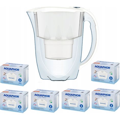 Jarra filtrante Aquaphor Amethyst de 2,8 L + 6 cartuchos, blanca (1/5)